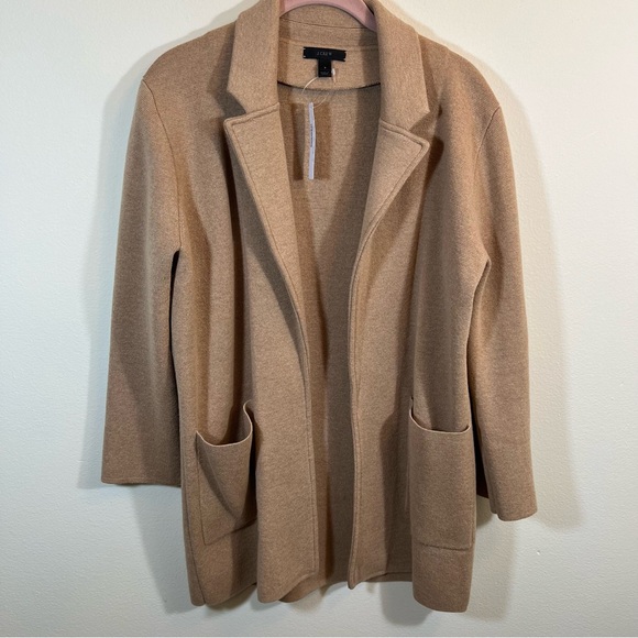 J. Crew Sophie Sweater Blazer Women’s Cotton Merino Wool Camel Tan Small NWT - Picture 2 of 14